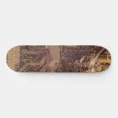 Gold Cyber Circuit Board Tech Art Electronics Skateboard (Horizontaal)