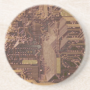 Gold Cyber Circuit Board Tech Art Electronics Zandsteen Onderzetter