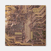 Gold Cyber Circuit Board Tech Electronics Magneet (Voorkant)