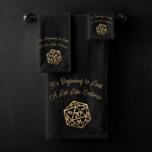 Gold D20-kernen   Tabletop Role Player Dice Bad Handdoek