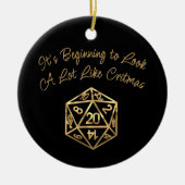 Gold D20-kernen | Tabletop Role Player Dice Keramisch Ornament (Voorkant)