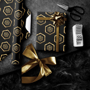 Gold D20-patroon   Tabletop Role Player Dice Cadeaupapier