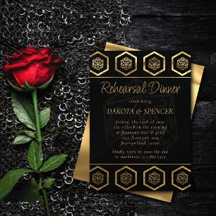Gold D20   Tabletop Role Player Rehearsal Dinner Kaart