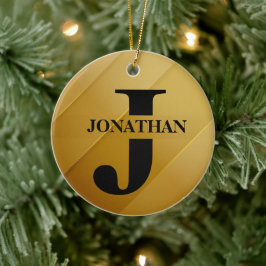 Gold Dad Initial Name Appreciation Design Keramisch Ornament