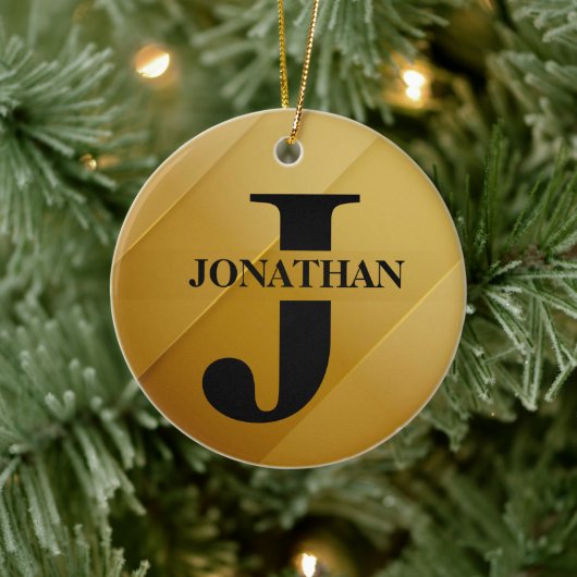 Gold Dad Initial Name Appreciation Design Keramisch Ornament (Boom)
