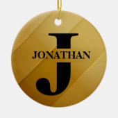 Gold Dad Initial Name Appreciation Design Keramisch Ornament (Voorkant)