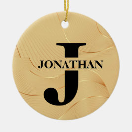 Gold Dad Initial Name Appreciation Design Keramisch Ornament