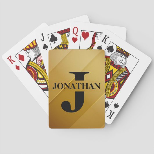 Gold Dad Initial Name Appreciation Design Pokerkaarten (Achterkant)