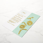 Gold Daisies Monogrammed Wedding Folie Invitation Folie Uitnodiging (Gedraaid)