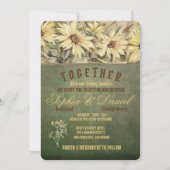 Gold Daisies op Sage Wedding Invitting Kaart (Voorkant)