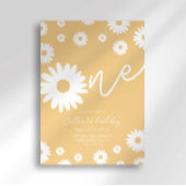 Gold Daisy 1er anniversaire Invitation