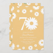 Gold Daisy 70th Birthday Invitation (Devant / Derrière)