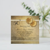 Gold  Daisy Flowers Jubileum Uitnodiging (Staand voorkant)