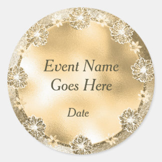 Gold Daisy Sjabloon Terug Aanpassen Ronde Sticker