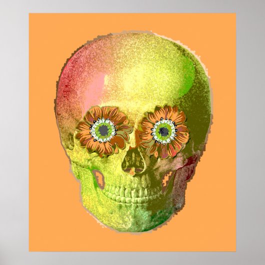 Gold Daisy Skull Poster (Voorkant)