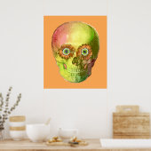 Gold Daisy Skull Poster (Keuken)