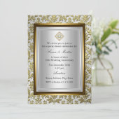 Gold Damask 50e anniversaire Mariage Invitation (Debout devant)