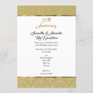 Gold damask 50e bruiloft kaart