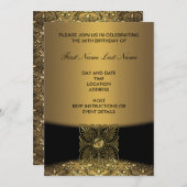 Gold Damask 50th Birthday Party Invitation (Devant / Derrière)