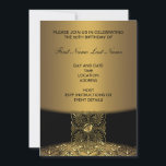 Gold Damask 50th Birthday Party Invitation<br><div class="desc">Elégant or damassé or arrière - plan et black band design 50e anniversaire invitation fête. Personnaliser pour votre fête et événement.</div>