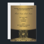 Gold Damask 50th Birthday Party Invitation<br><div class="desc">Elégant or damassé or arrière - plan et black band design 50e anniversaire invitation fête. Personnaliser pour votre fête et événement.</div>