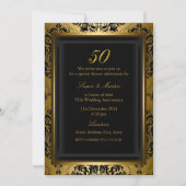 Gold Damask 50th Wedding Jubileum Invite Kaart (Achterkant)