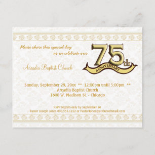 Gold Damask 75e Jubileum Celebration Invite Kaart