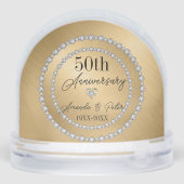 Gold Damask And Diamonds Wedding Anniversary Sneeuwbol (Achterkant)