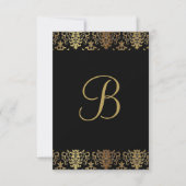 Gold Damask Black Monogram Elegant Chic Bedankkaart (Voorkant)