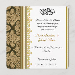 Gold Damask Brocade Muslim bruiloft Kaart