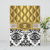 Gold Damask classique Invitation anniversaire (Debout devant)