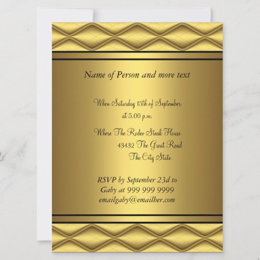 Gold Damask classique Invitation anniversaire (Dos)