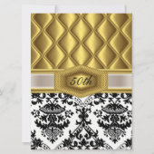 Gold Damask classique Invitation anniversaire (Devant)
