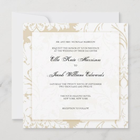 Gold Damask Collection| Faire-part de mariage (Devant)