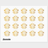 Gold Damask Custom Ronde Sticker (Vel)