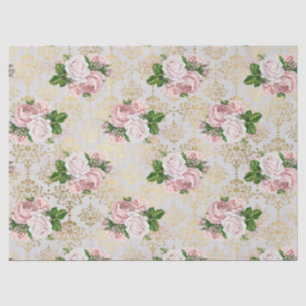 Gold Damask en Roses ontkoppelen Tissuepapier