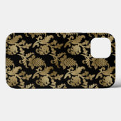Gold Damask Floral op Black Wedding Gift Case-Mate iPhone Case (Achterkant (horizontaal))