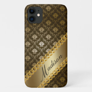 Gold Damask Girly Shiny Elegant Personal Name iPhone 11 Hoesje