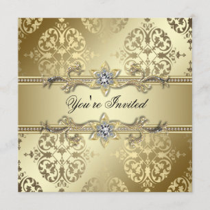 Gold Damask Gold Party Kaart
