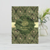 Gold Damask Hunter Green Islamic Muslim Weduwen Kaart (Staand voorkant)