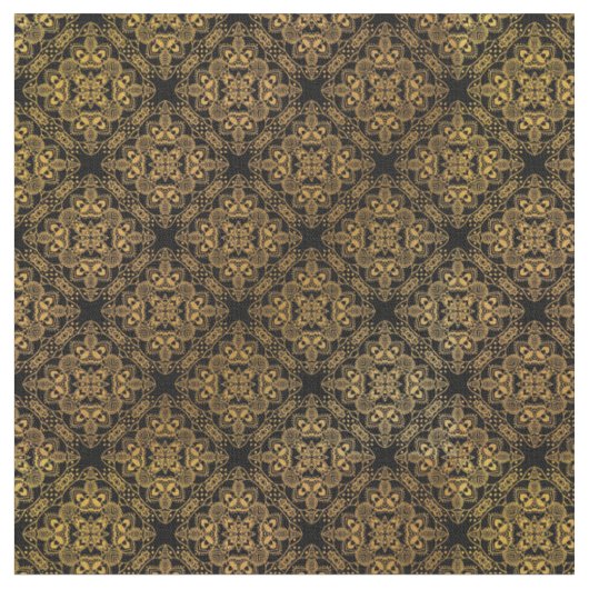 Gold Damask Medallion Pattern Stof (Close Up)