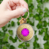 Gold Damask met een faux amethyst gemstone Sleutelhanger (Hand)