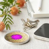 Gold Damask met een faux amethyst gemstone Sleutelhanger (Zijkant)