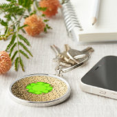 Gold Damask met een faux peridot gemstone Sleutelhanger (Zijkant)