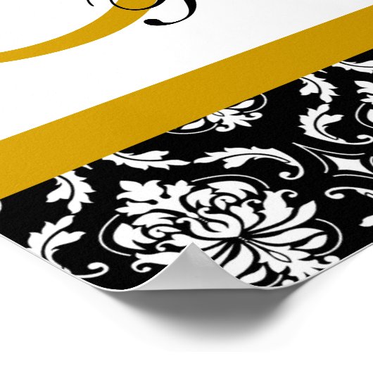 Gold Damask Monogram Weddenschappen Reception Poster (Hoek)