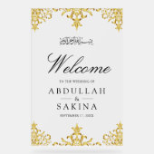 Gold Damask Muslim Wedding Welcome Frosted (Recto)