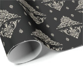 Gold Damask op Black Victoriaans geïnspireerd Cadeaupapier (Rol Hoek)