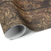 Gold Damask op bruin hout Cadeaupapier (Rol Hoek)