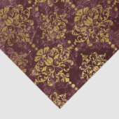 Gold Damask op Burgundy Background Decoupage Tissuepapier (Detail)