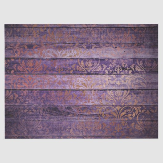 Gold Damask op Paars hout - loskoppeling Tissuepapier (Voorkant)